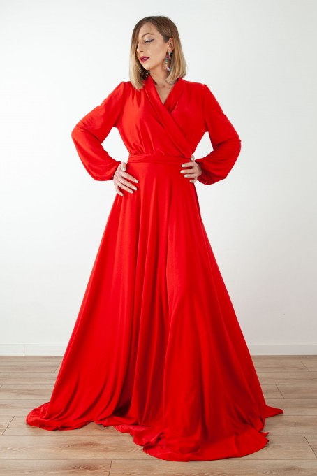 Rochie lungă petrecută Simplicity - Roșu